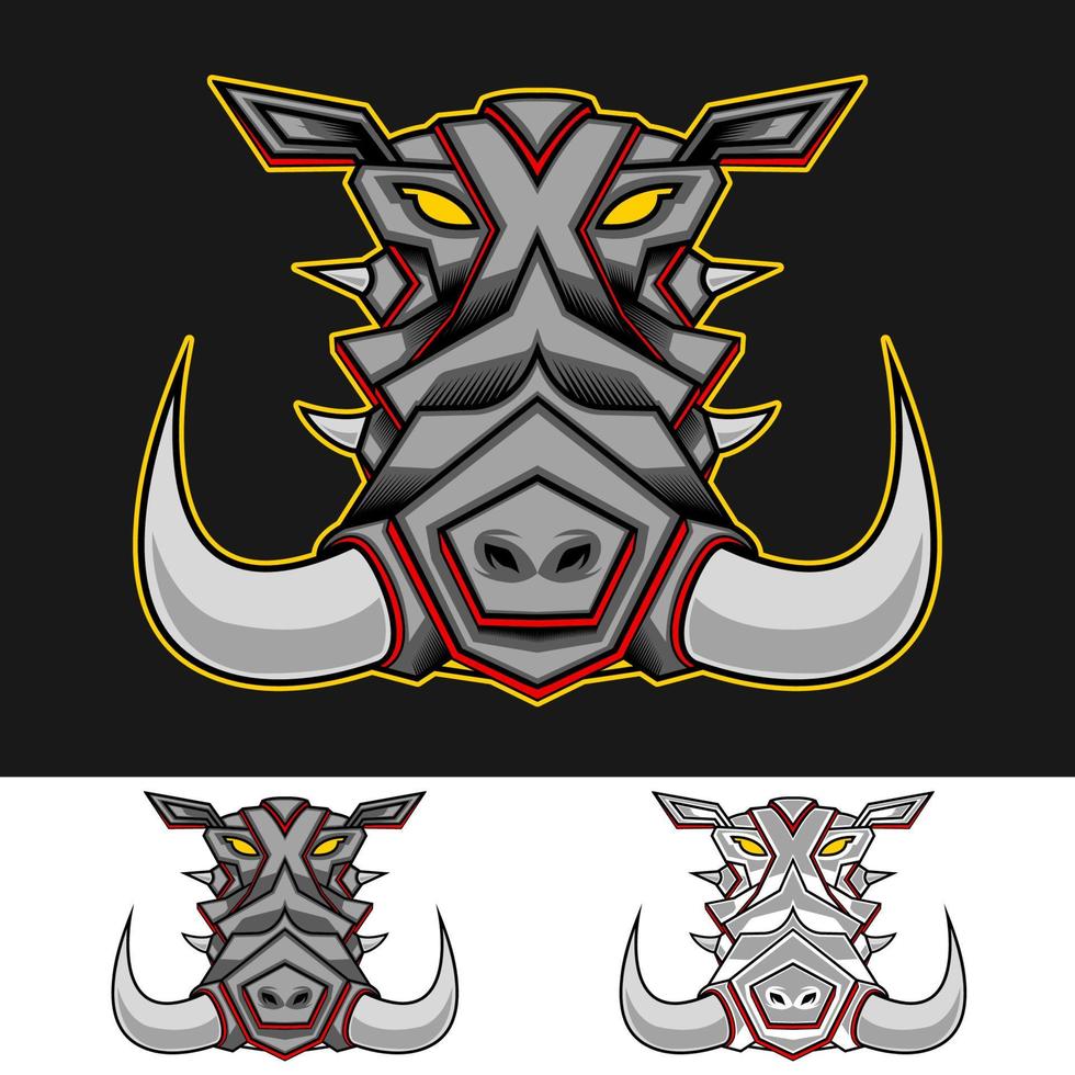 mecha head boar mascot logo vector
