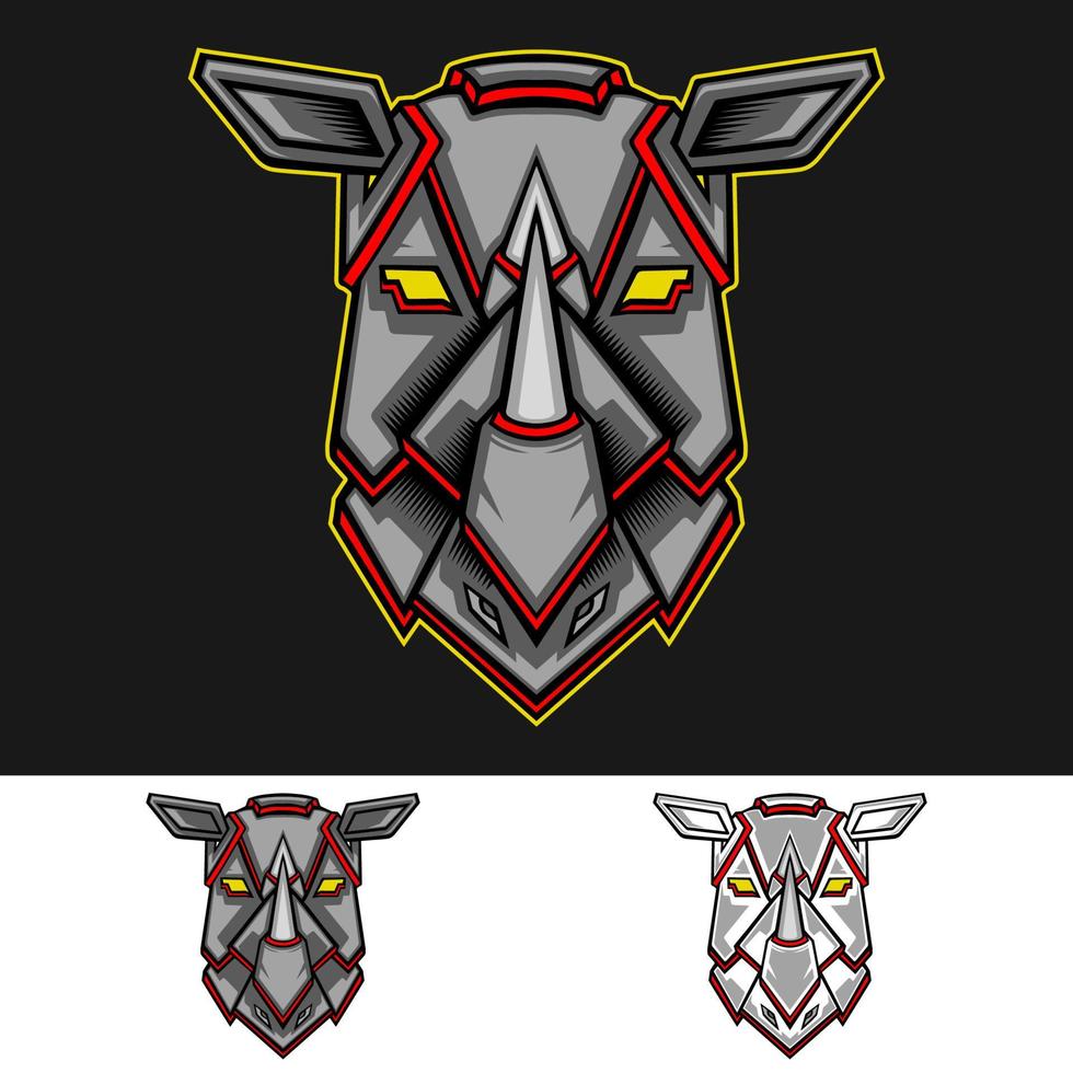 mecha head rhino mascot logo vector