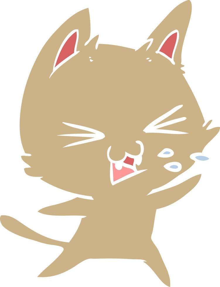 flat color style cartoon cat hissing vector