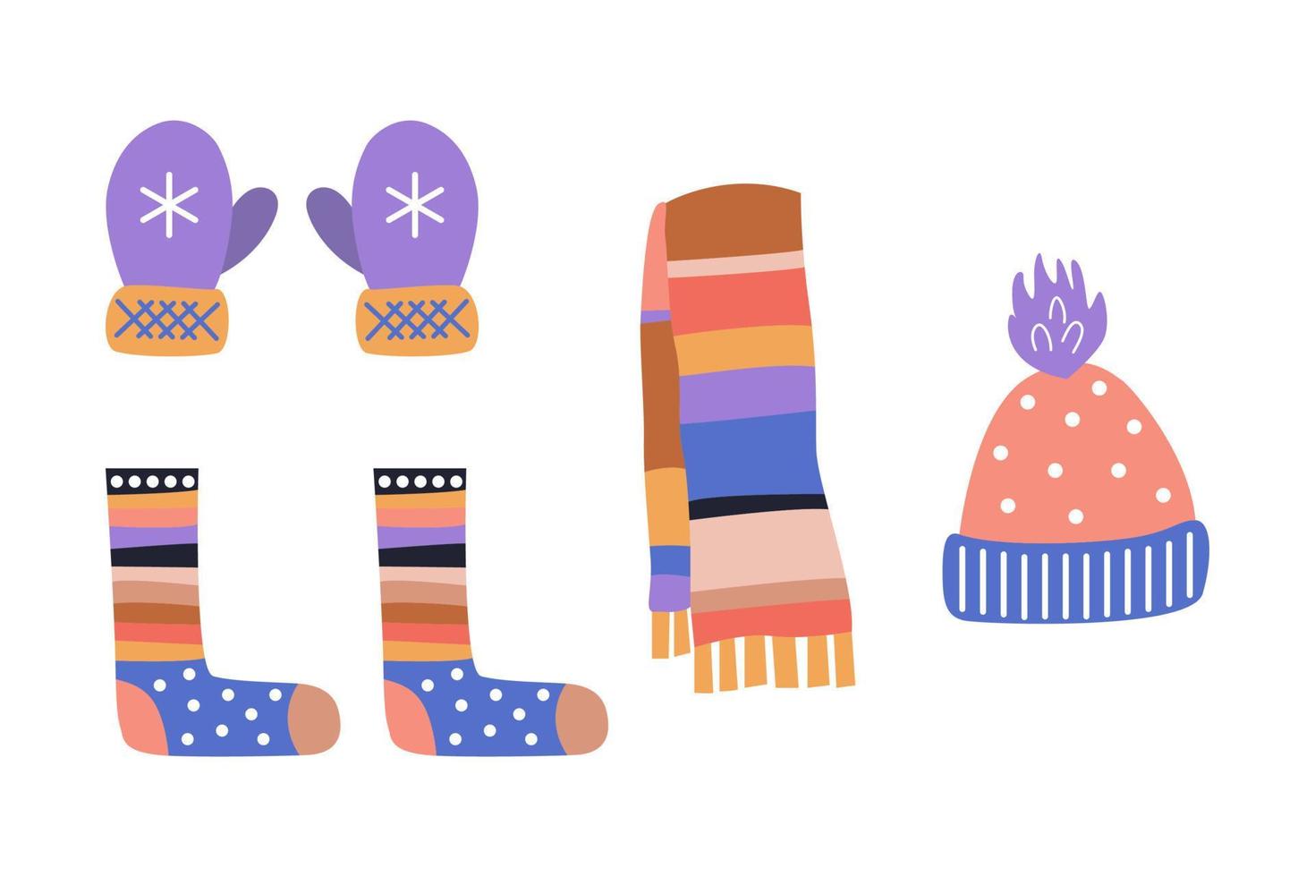 A set of winter clothes and accessories. vector illustration