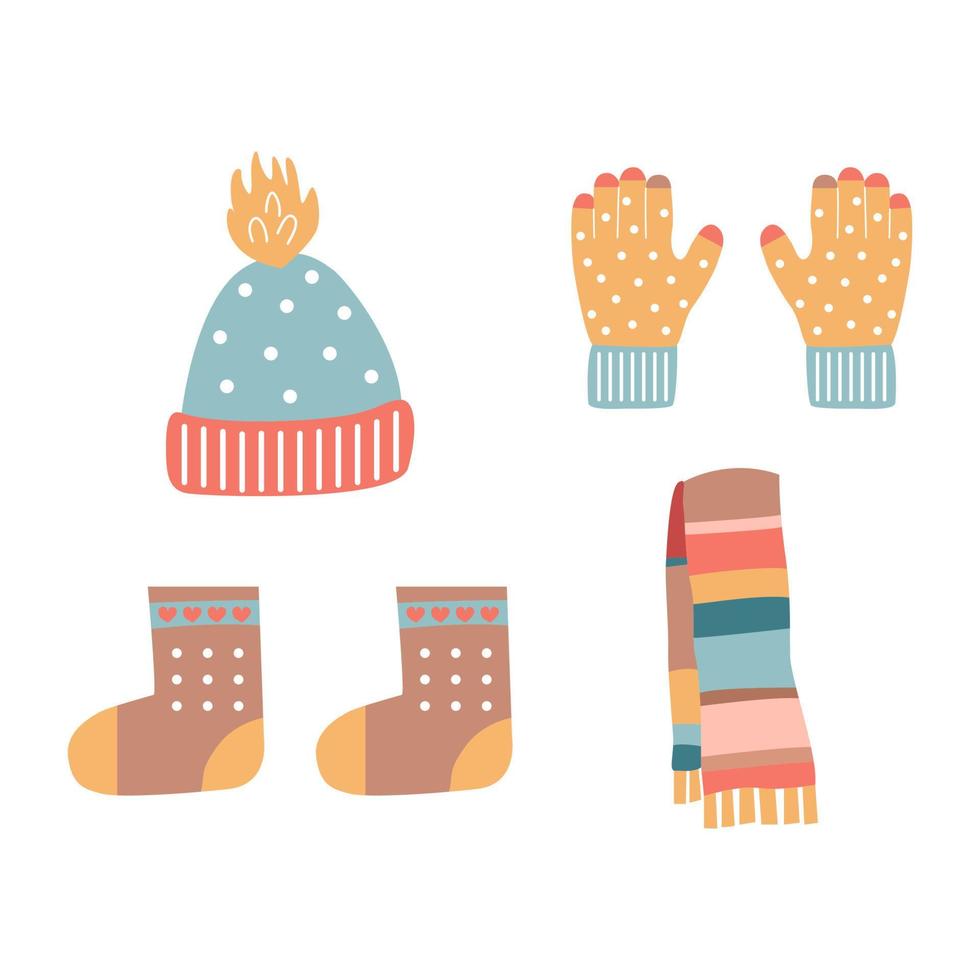 Set of winter clothes. vector illustration