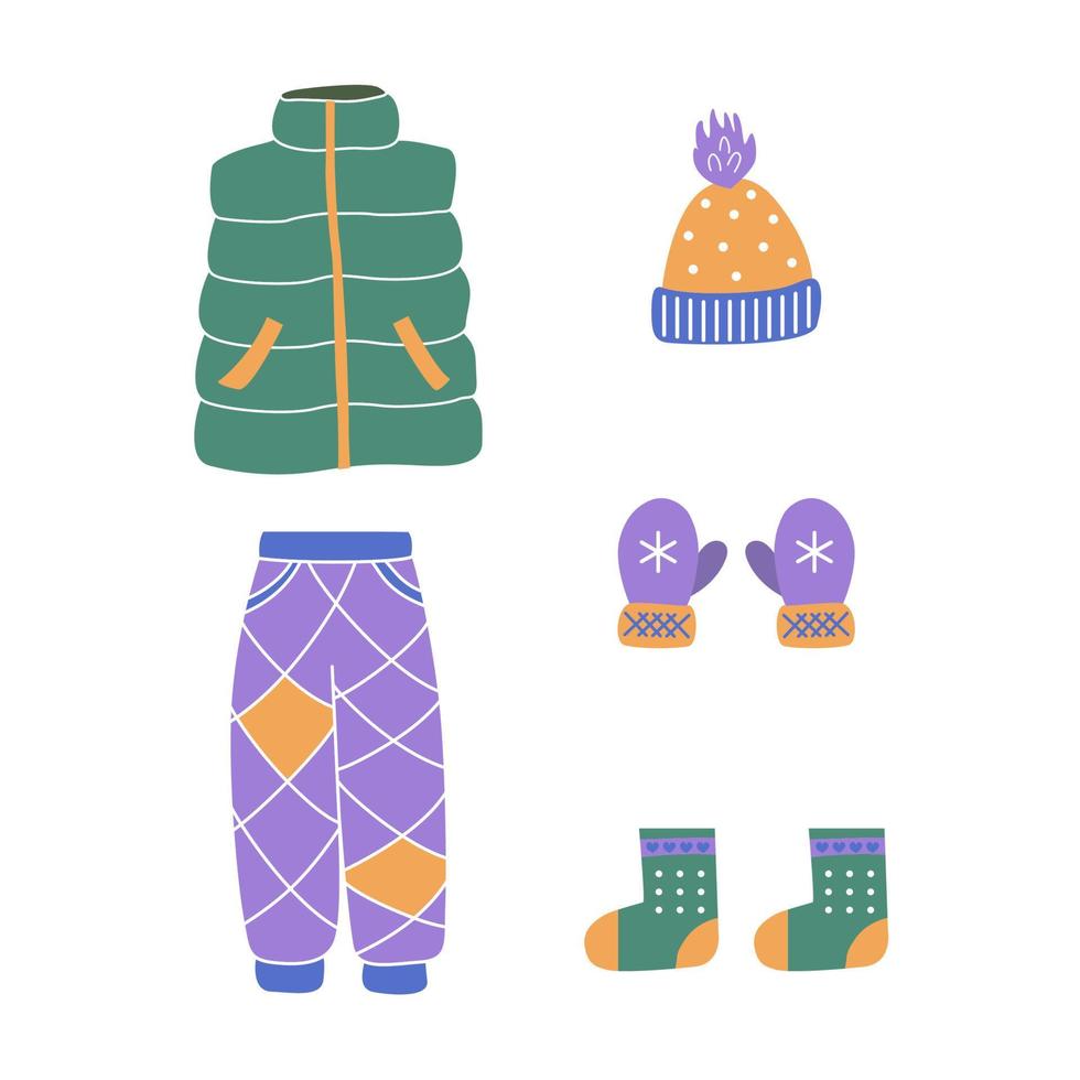 A set of sports winter clothes. vector illustration