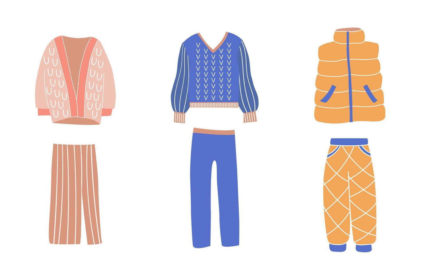 conjunto de ropa de mujer de invierno. ilustración vectorial vector