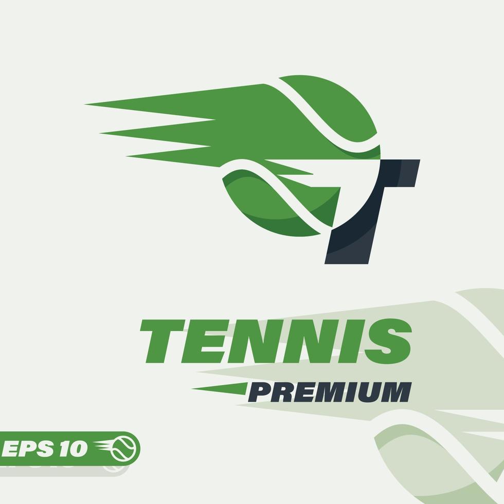 logo del alfabeto t de la pelota de tenis vector