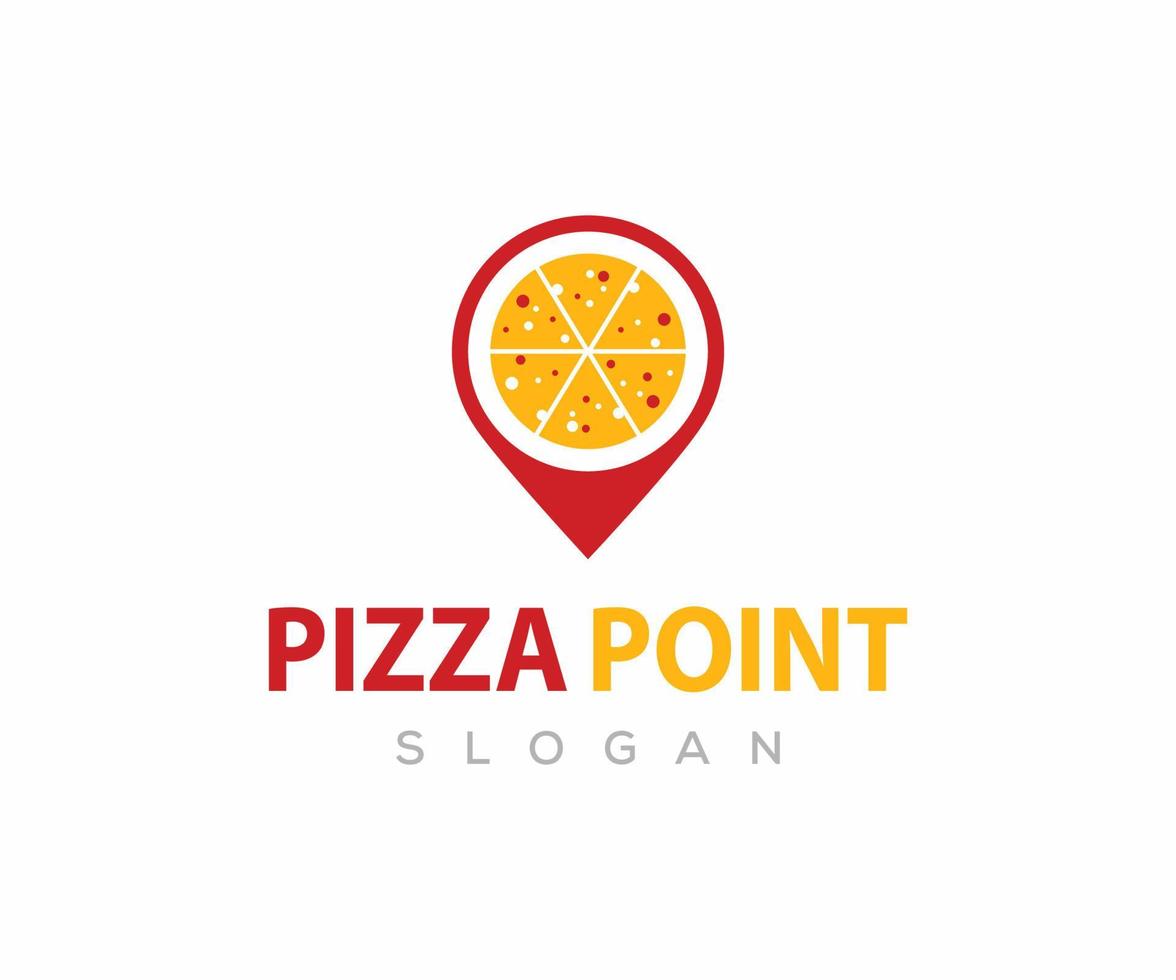 diseño de logotipo de punto de pizza, plantilla de logotipo de lugar de pizza vector