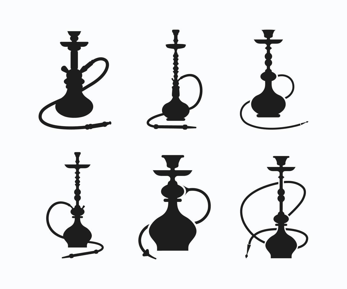Illustrations and Labels Set of Different Shisha and Hookah Logo