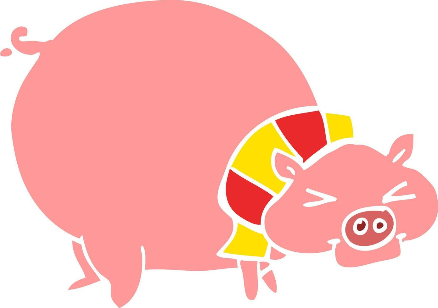 caricatura, garabato, gordo, cerdo vector