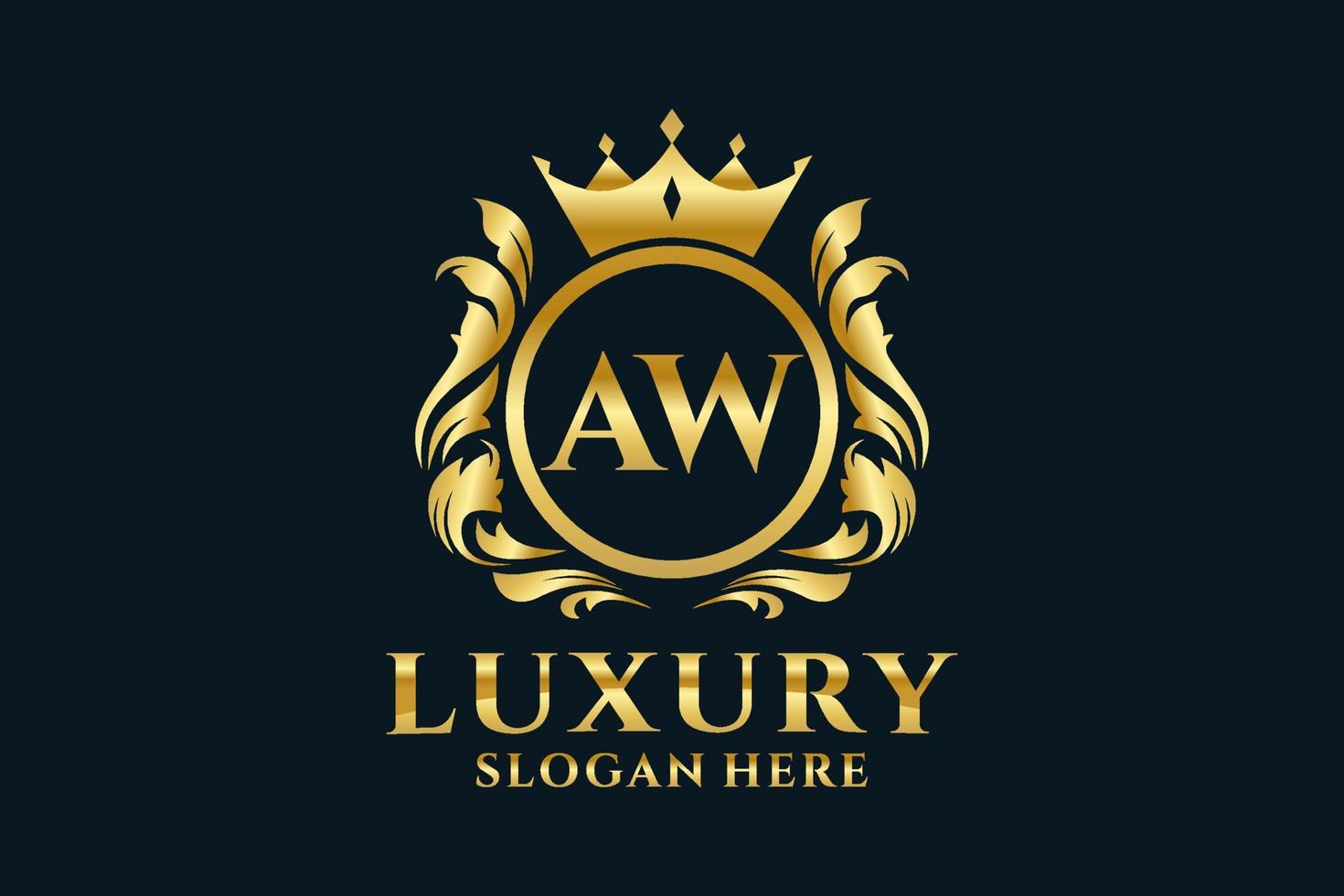 Initial AW Letter Royal Luxury Logo template in vector art for luxurious branding projects and other vector illustration.