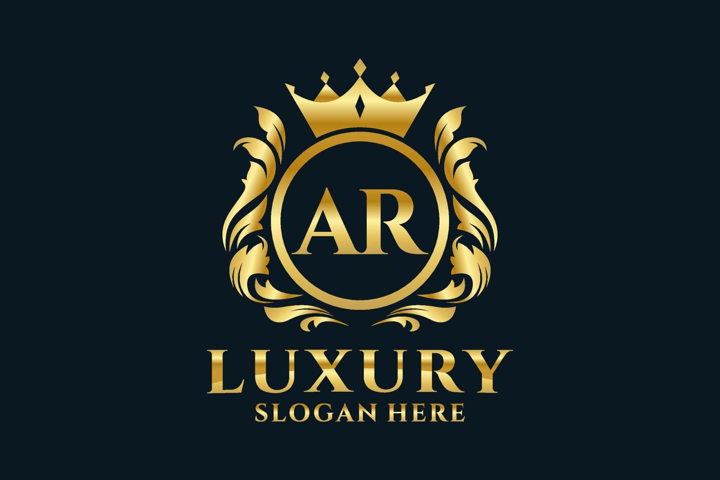 Initial AR Letter Royal Luxury Logo template in vector art for luxurious branding projects and other vector illustration.