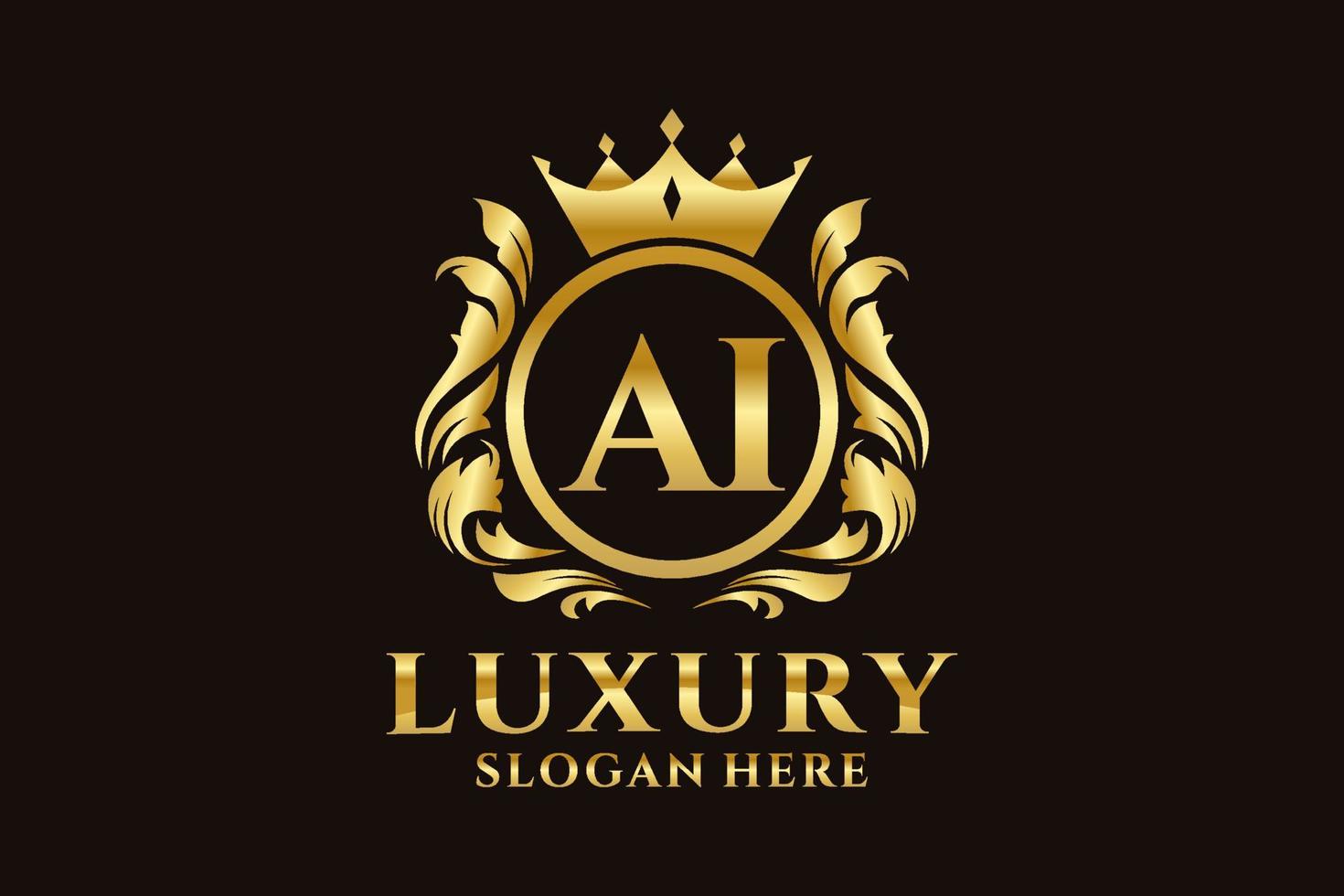 Initial AI Letter Royal Luxury Logo template in vector art for luxurious branding projects and other vector illustration.