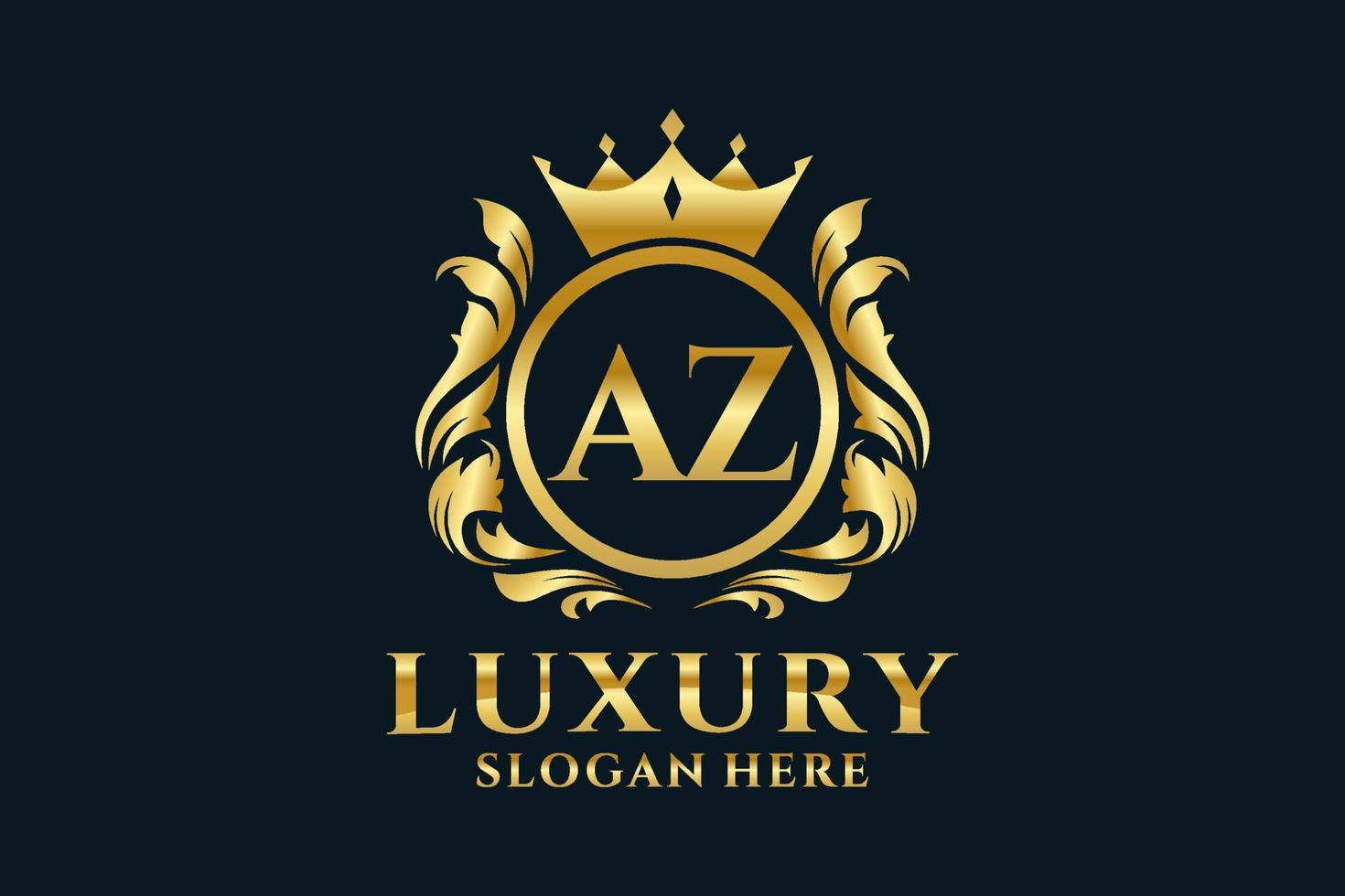 Initial AZ Letter Royal Luxury Logo template in vector art for luxurious branding projects and other vector illustration.