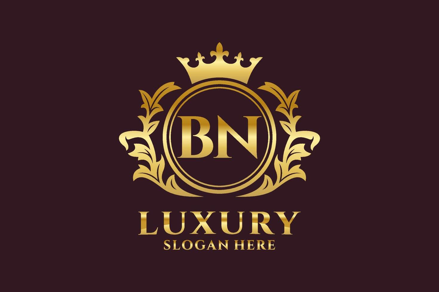 Initial BN Letter Royal Luxury Logo template in vector art for luxurious branding projects and other vector illustration.