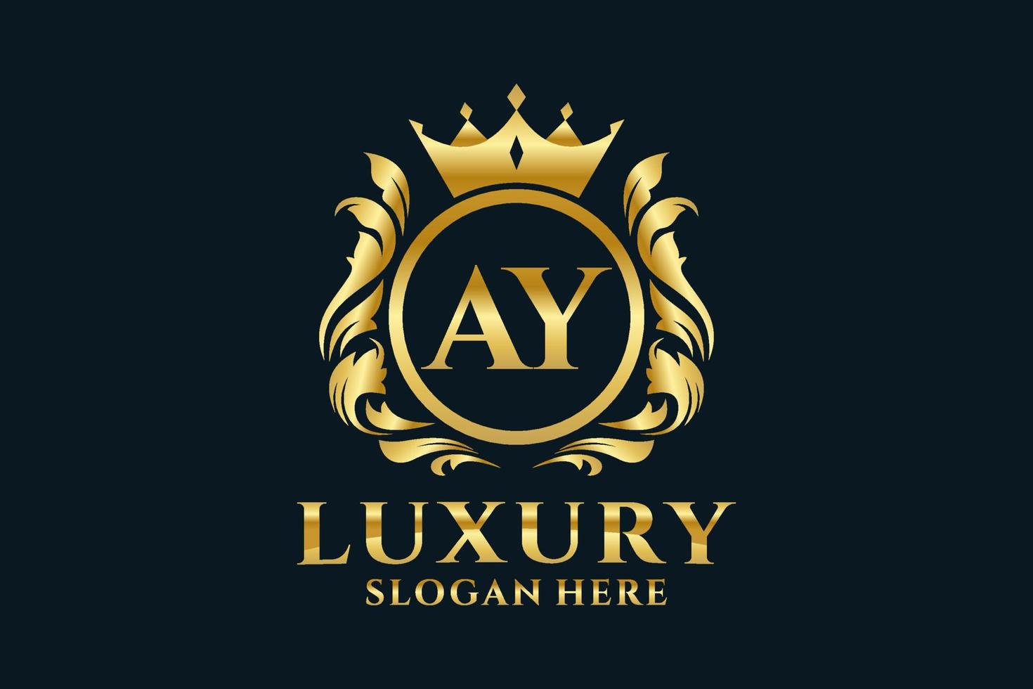Initial AY Letter Royal Luxury Logo template in vector art for luxurious branding projects and other vector illustration.