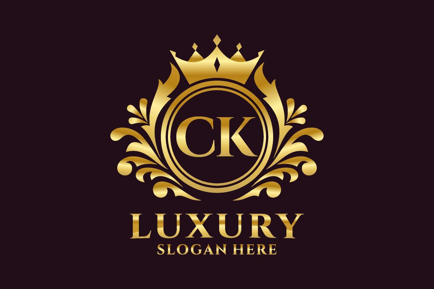 Initial CK Letter Royal Luxury Logo template in vector art for luxurious branding projects and other vector illustration.