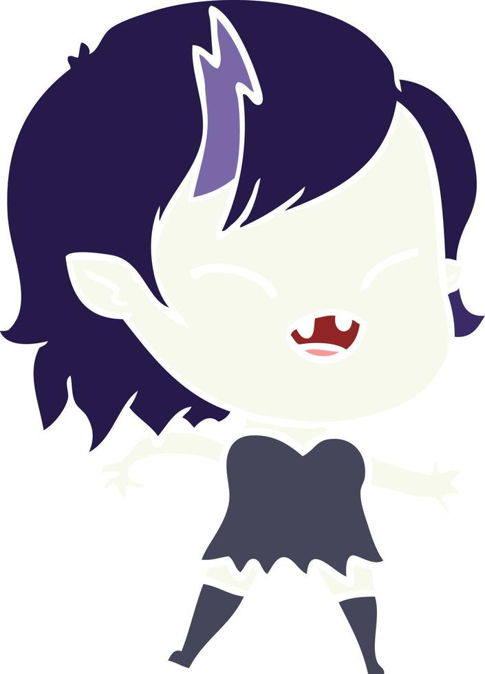 flat color style cartoon laughing vampire girl vector