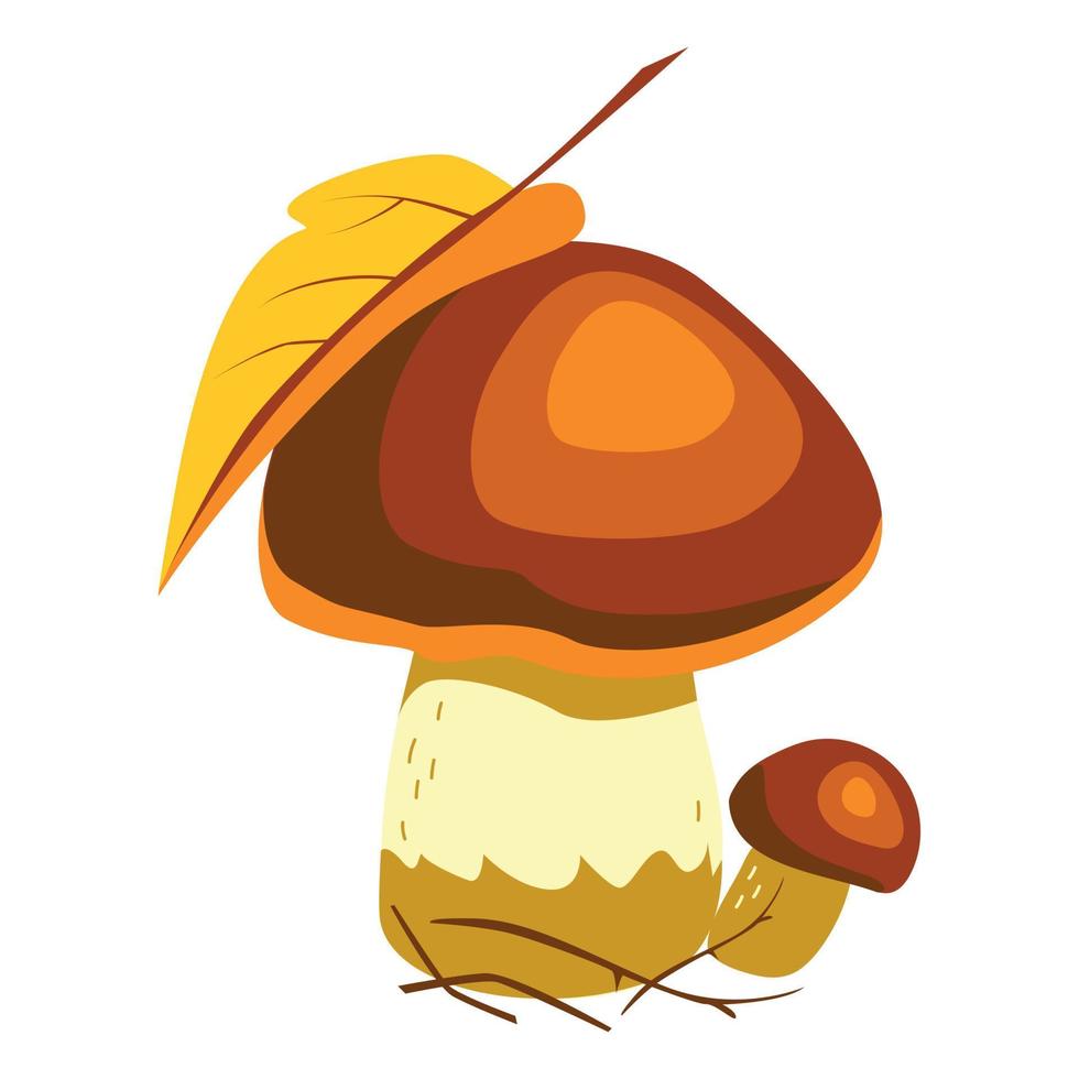 Autumn mushroom boletus with a leaf vector