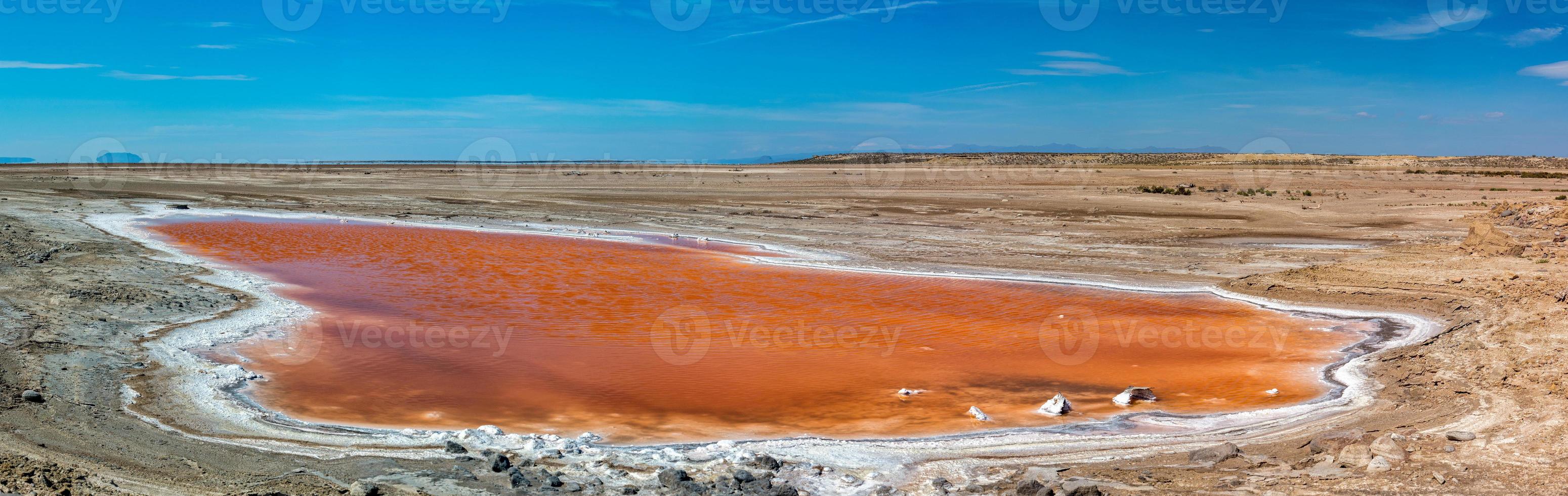 Red saline water pool view panorama landscape photo