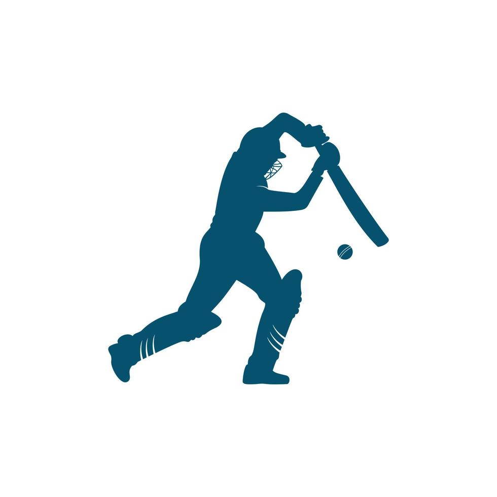bateador jugando al cricket. logotipo de la competencia de cricket. personaje de jugador de críquet estilizado para el diseño de sitios web. campeonato de críquet. vector