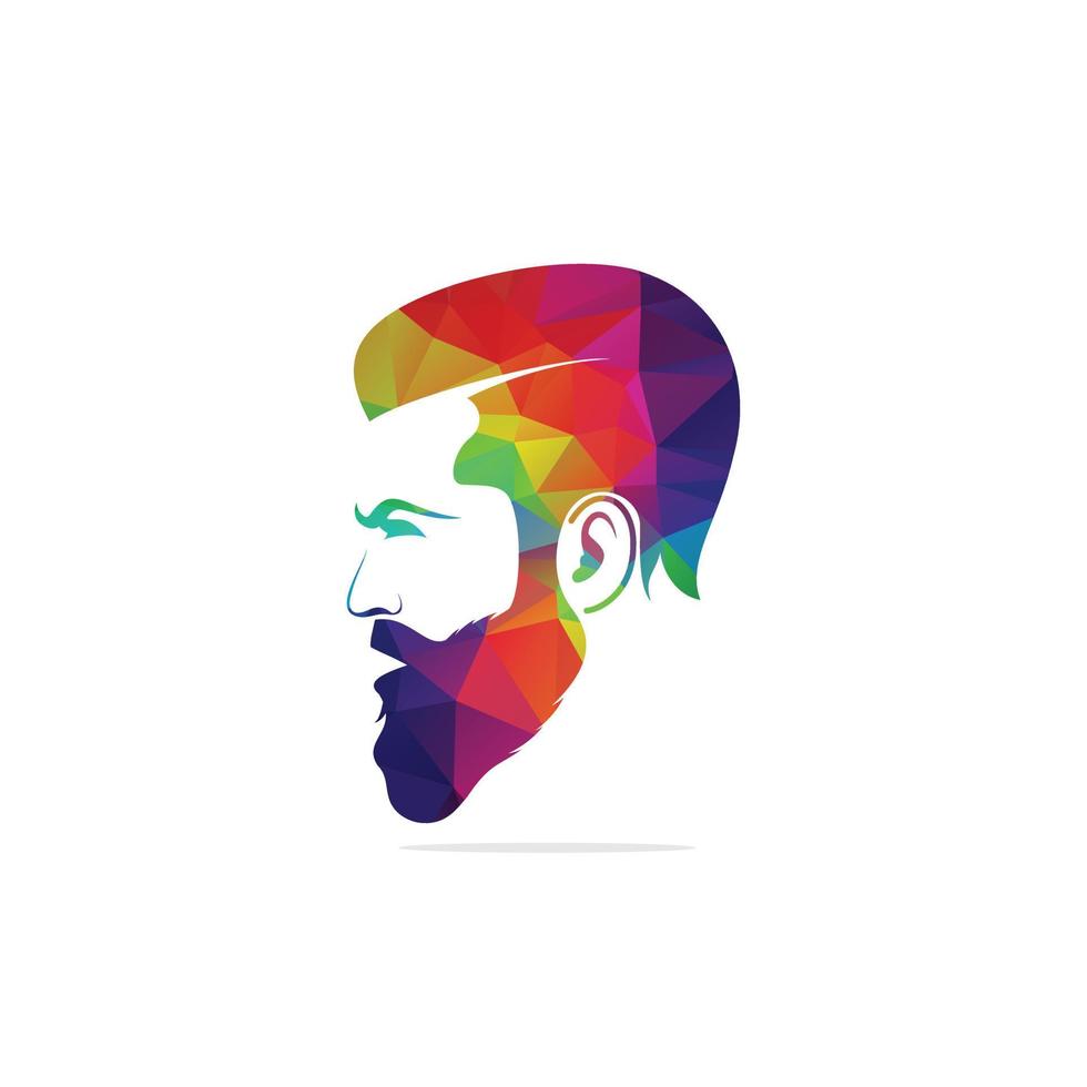 Man beard hipster barbershop vector emblem. Bearded man's face, hipster character.