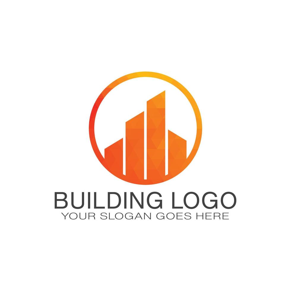 Abstract building structure logo design real estate, architecture, construction vector logo. Logo design with commercial building. Business logo idea.