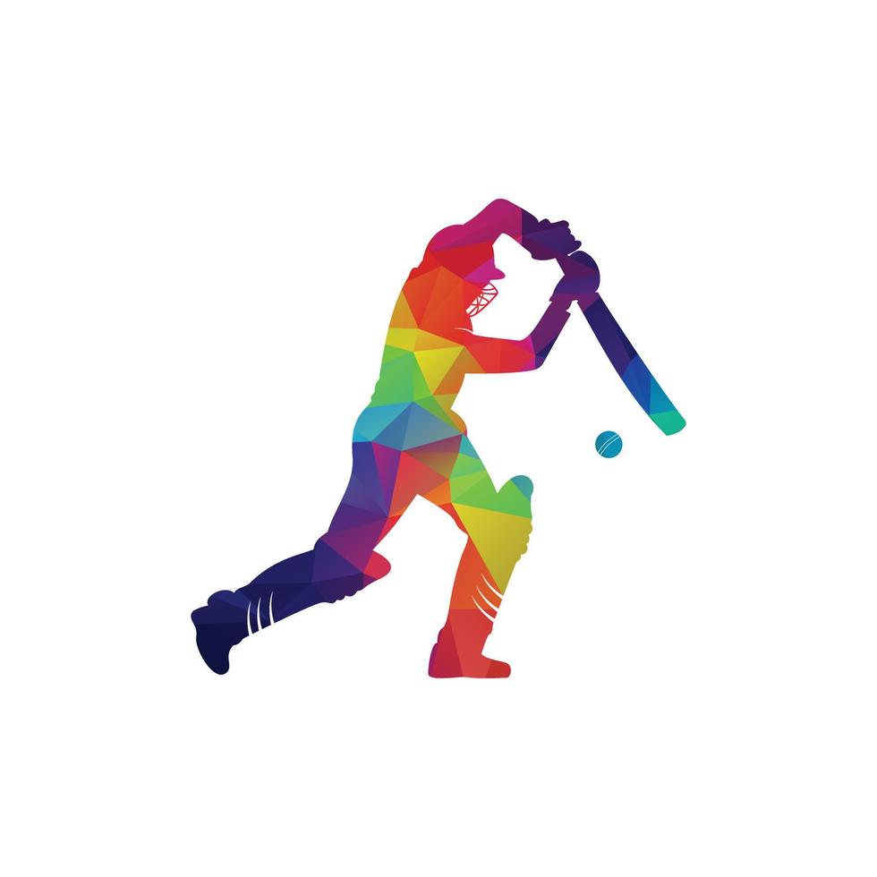 Batsman playing cricket. Cricket competition logo. Stylized cricketer character for website design. vector