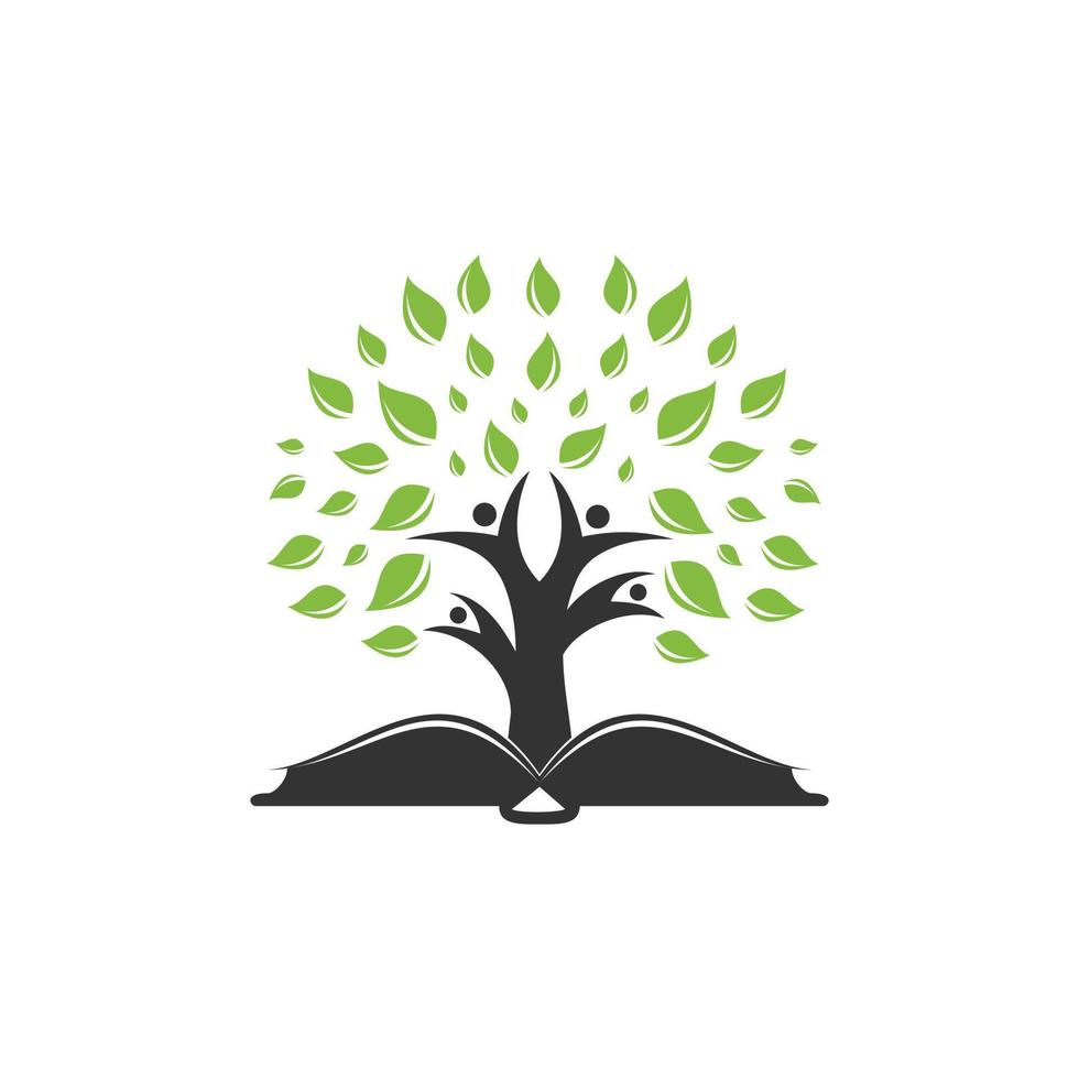 Human Tree of Life Logo coming out of book Design. Inspiration, Education vector Logo Design