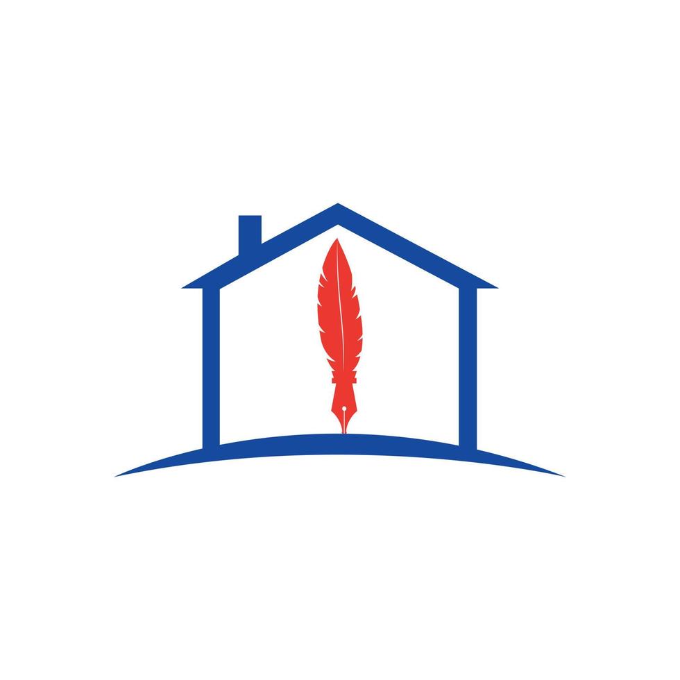 Feather and home logo vector design. Educational and institutional logo.