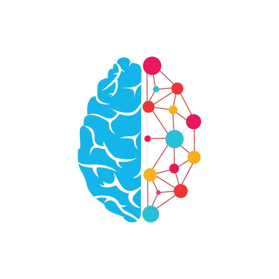 icono del logotipo vectorial con cerebro y tecnología. concepto de logotipo del cerebro del circuito. vector