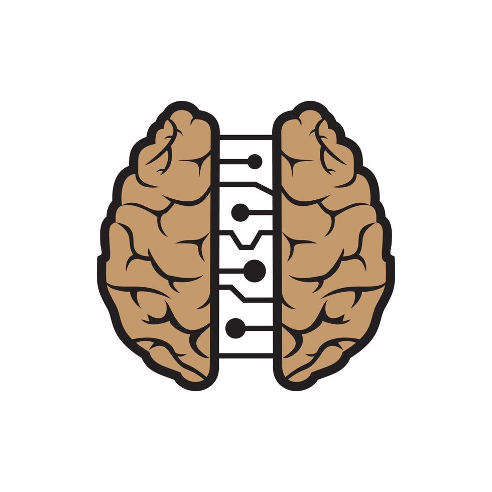 plantilla de diseño de logotipo de tecnología cerebral. diseño de logotipo de forma de cerebro creativo. vector