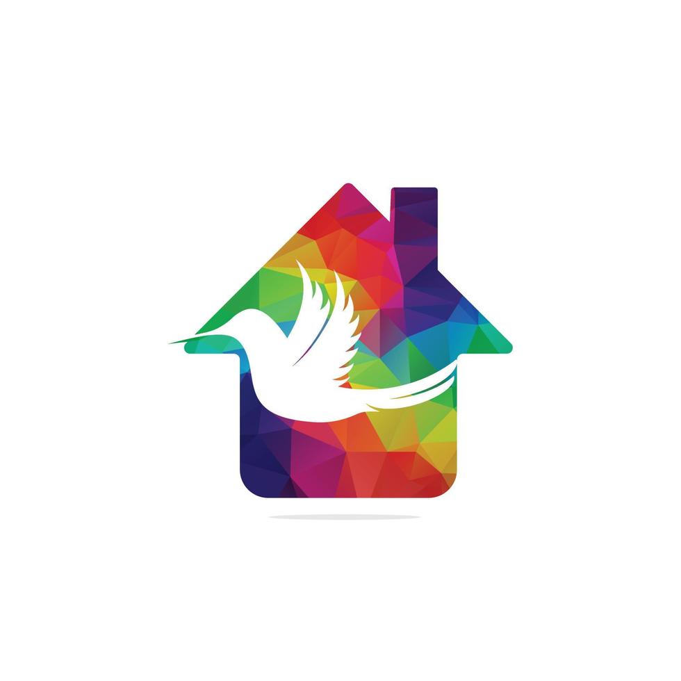 Modern Hummingbird home shape design vector illustration, Creative Hummingbird logo template, icon symbol with white background.