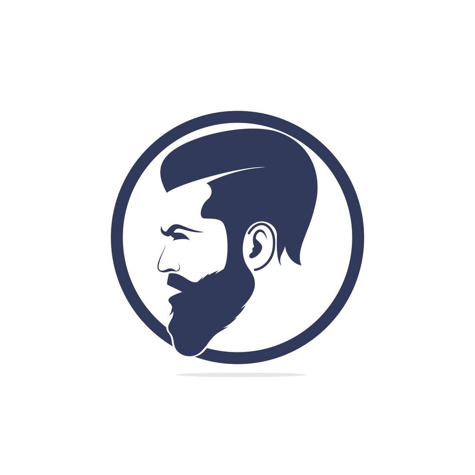 Man beard hipster barbershop vector emblem. Bearded man's face, hipster character.