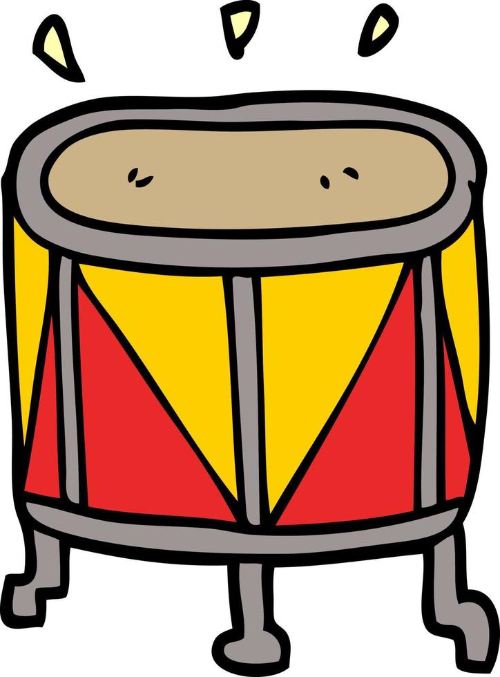 cartoon doodle drum on stand vector