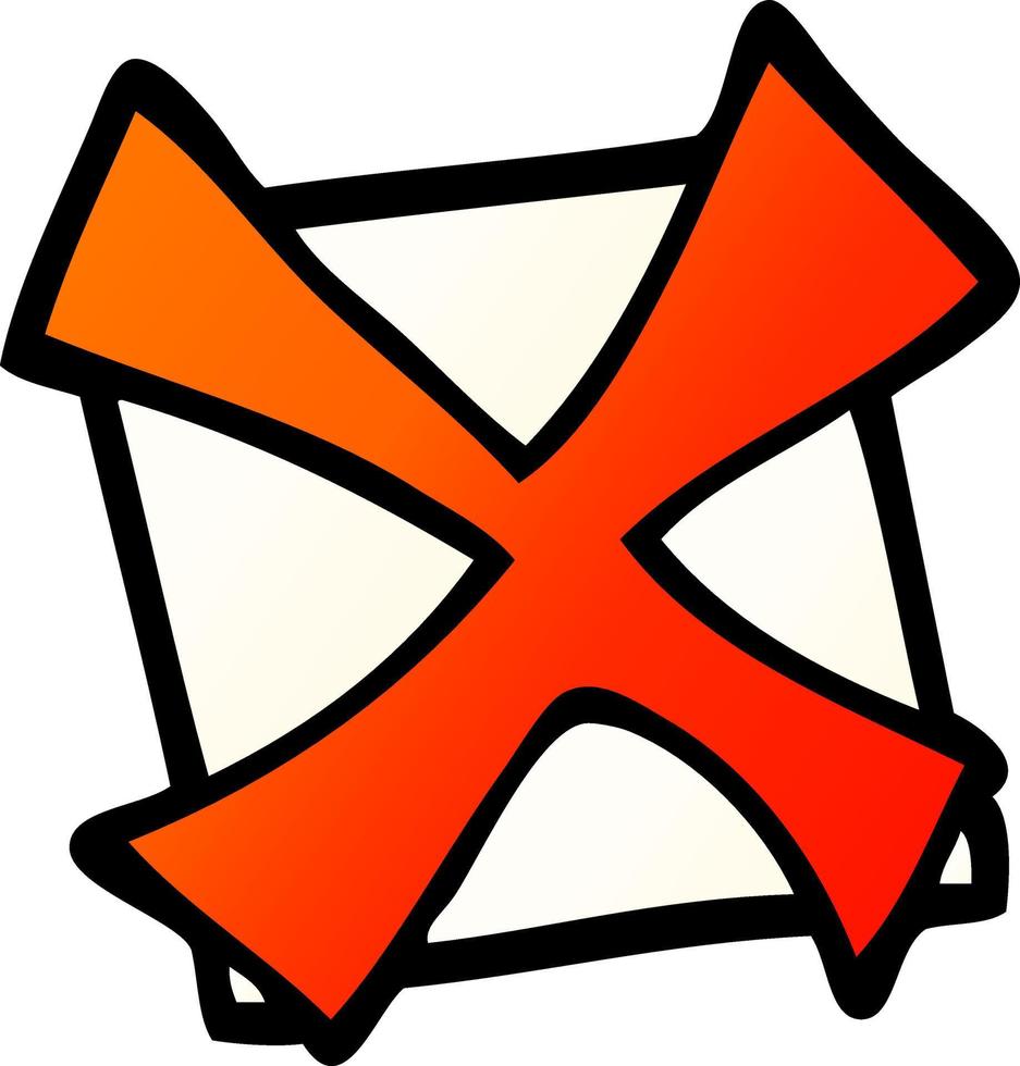 cartoon doodle cross mark vector