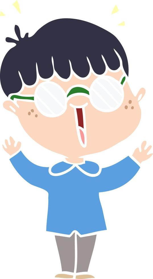 flat color style cartoon boy wearing spectacles vector