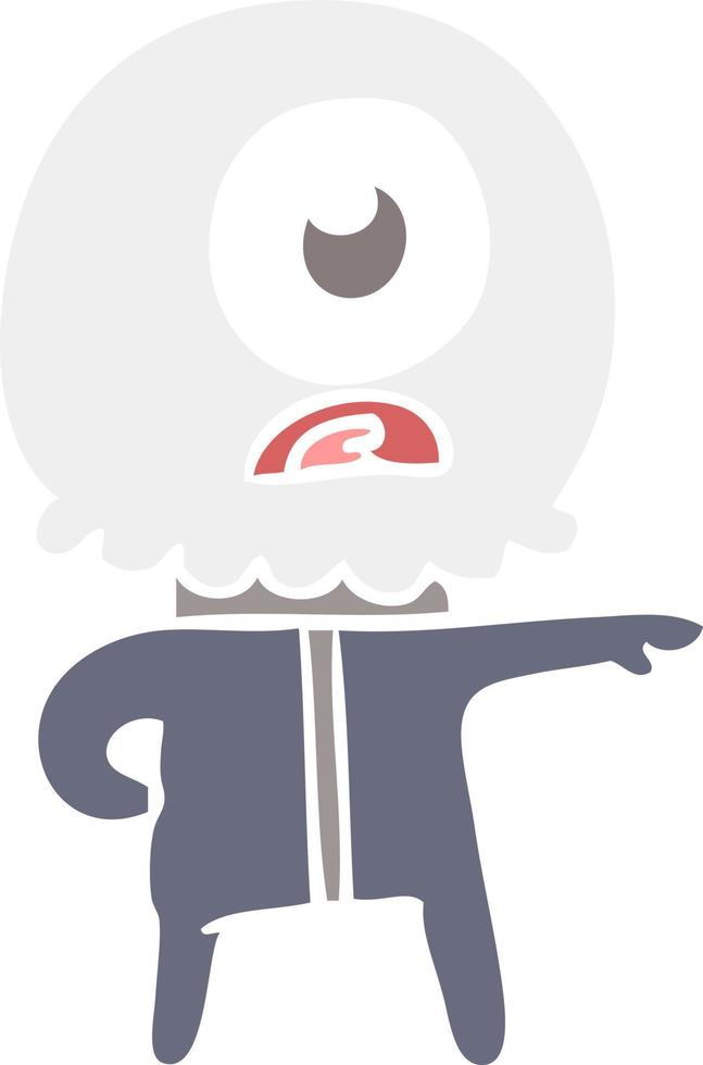 flat color style cartoon cyclops alien spaceman vector