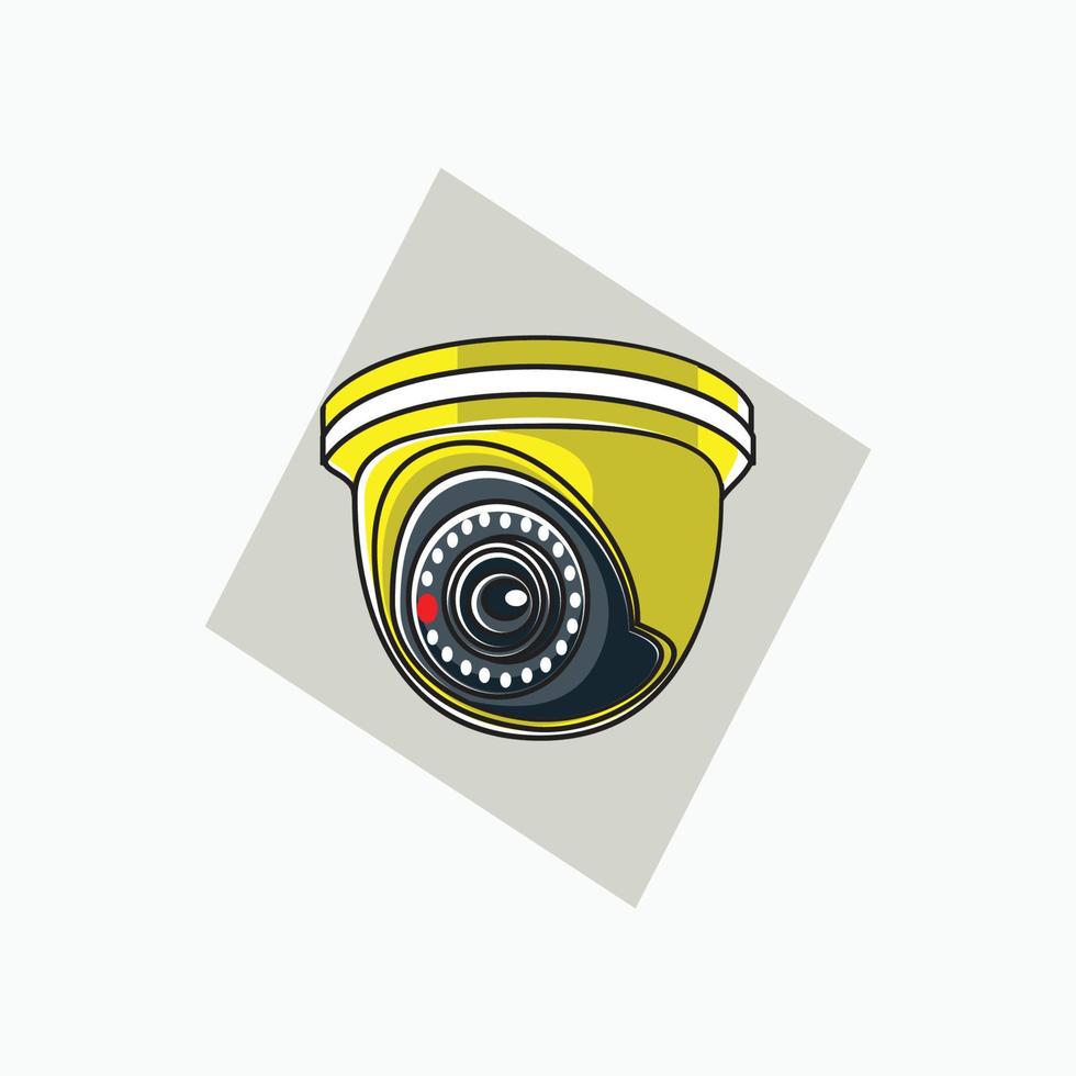 icono cctv interior de forma redonda - color amarillo - icono, símbolo, logotipo de dibujos animados para el sistema de seguridad vector