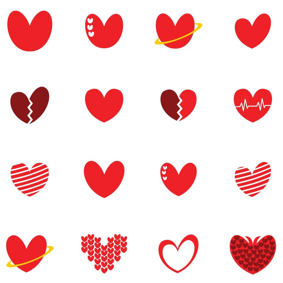 cute love heart set icon sign logo concept vector