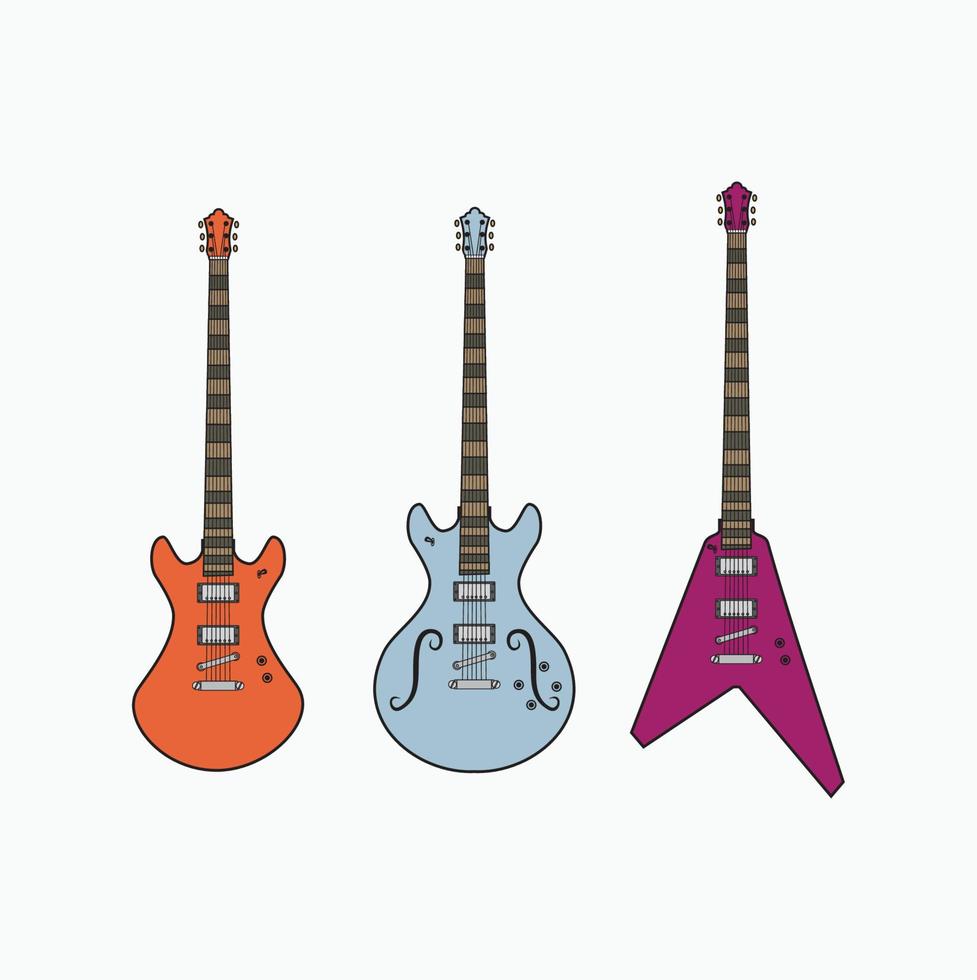 electric rock jazz metal guitar illustrations art concept vector