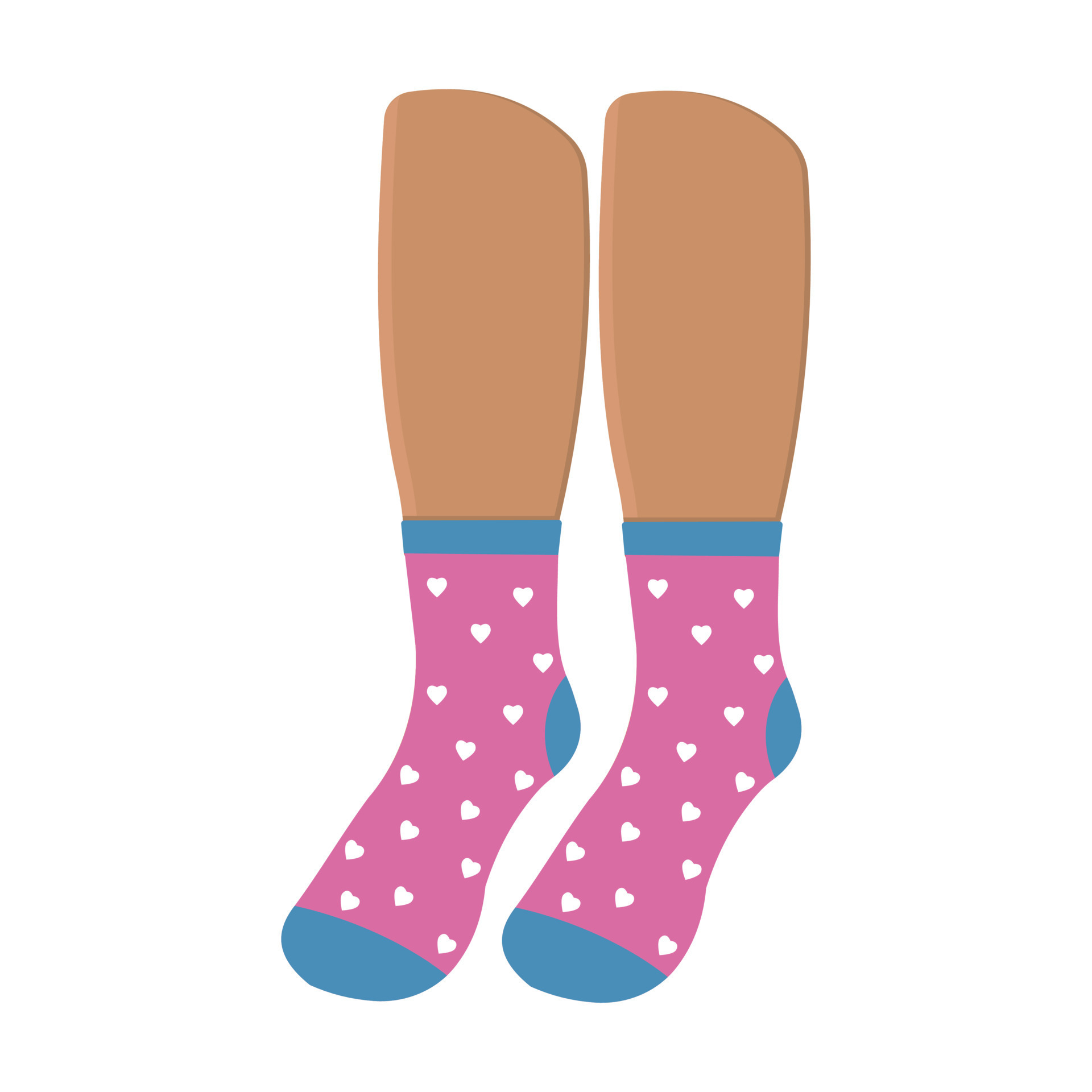 Colored socks on feet, color vector isolated cartoon-style