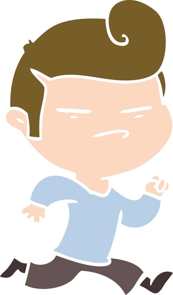 flat color style cartoon cool guy with fashion hair cut vector