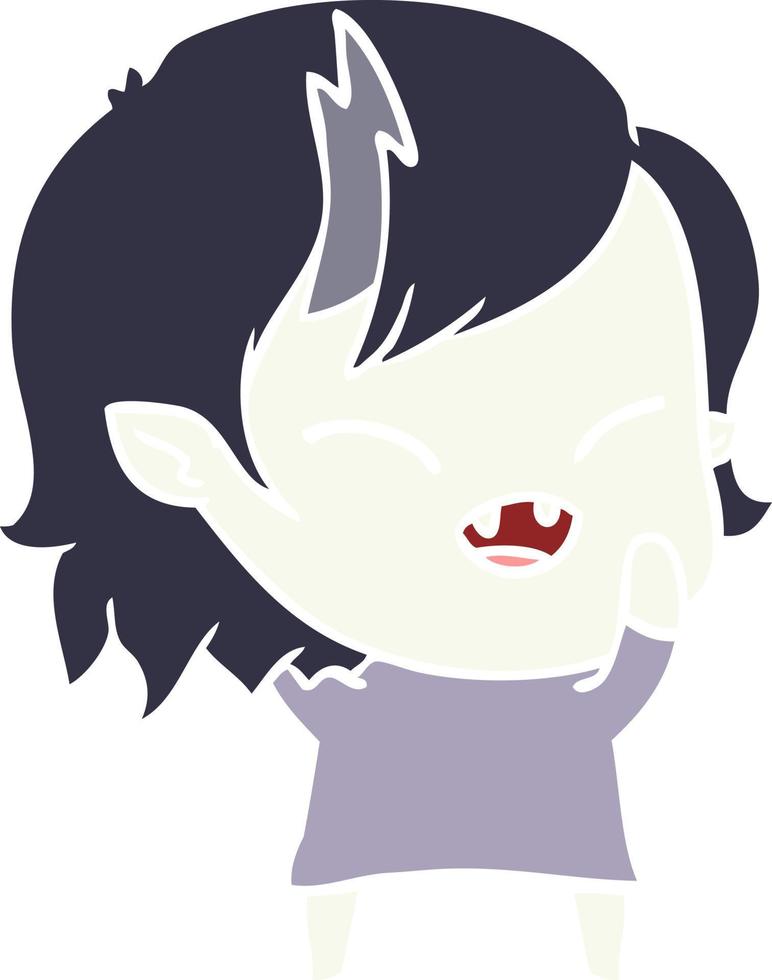 flat color style cartoon laughing vampire girl vector