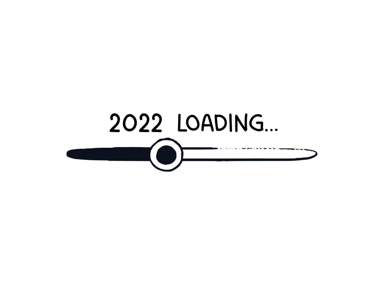 Doodle 2022 loading bar with round slider isolated. Oval Hand-drawn progress bar. Black on white Vector illustration of download status with caption on white background.