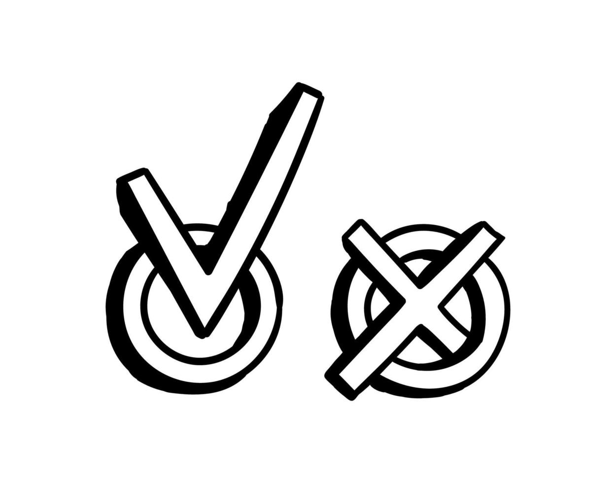 outline of a check mark and a cross 5002153 Vector Art at Vecteezy