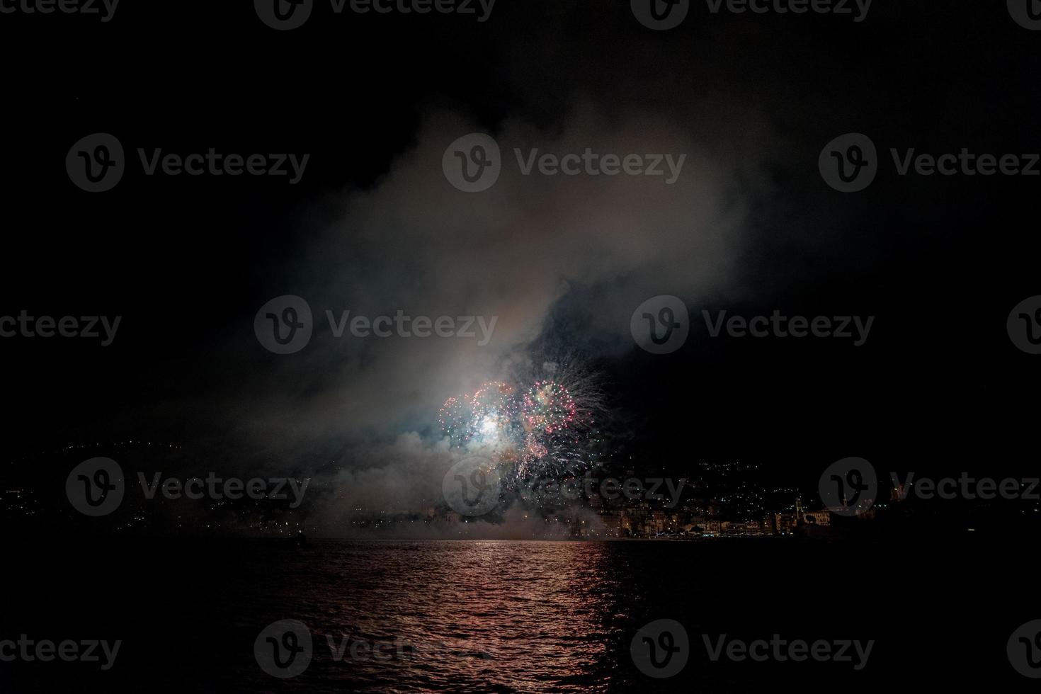 Fireworks on the sea in Recco, Italy photo