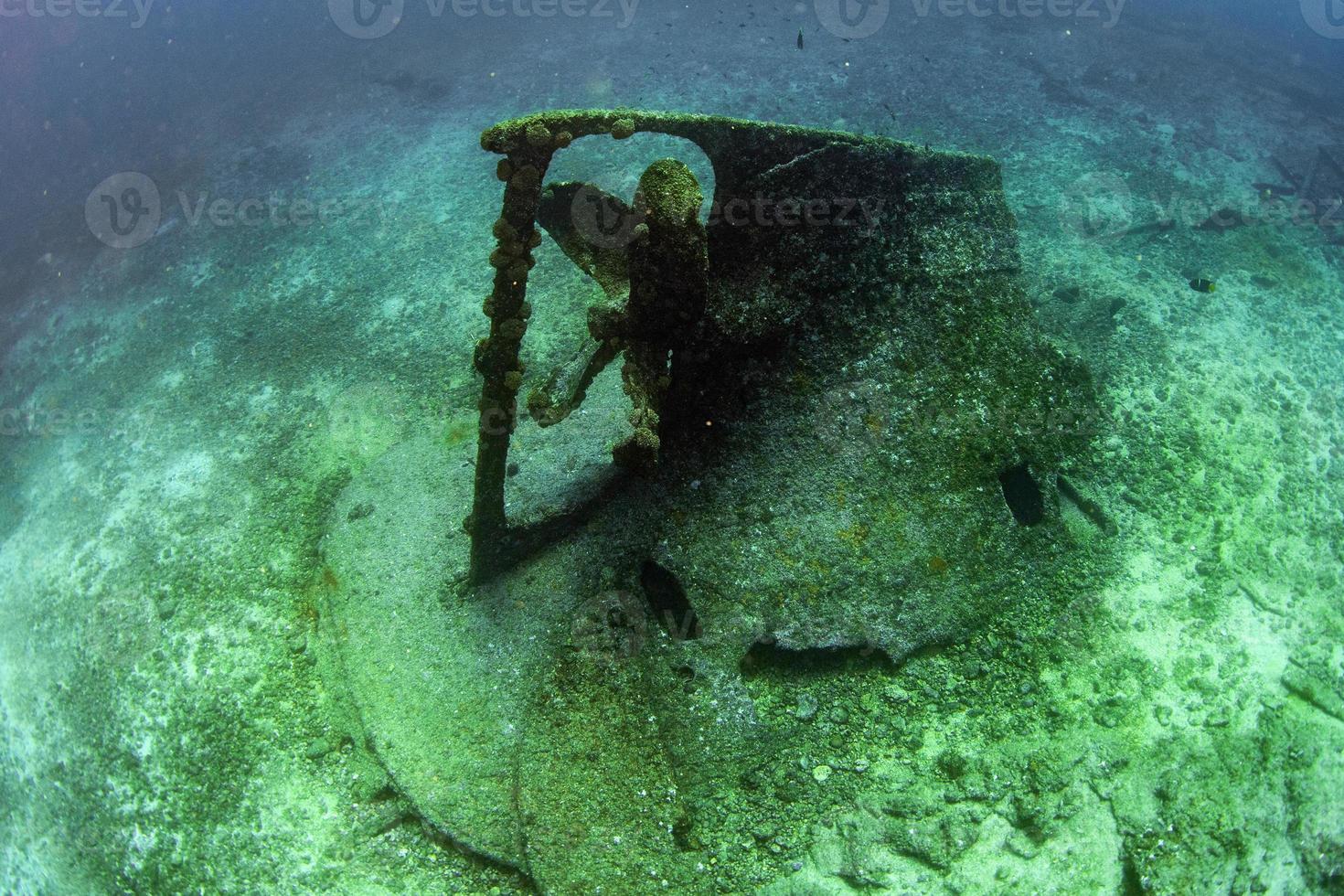 Ship Wreck propeller underwater on sand photo