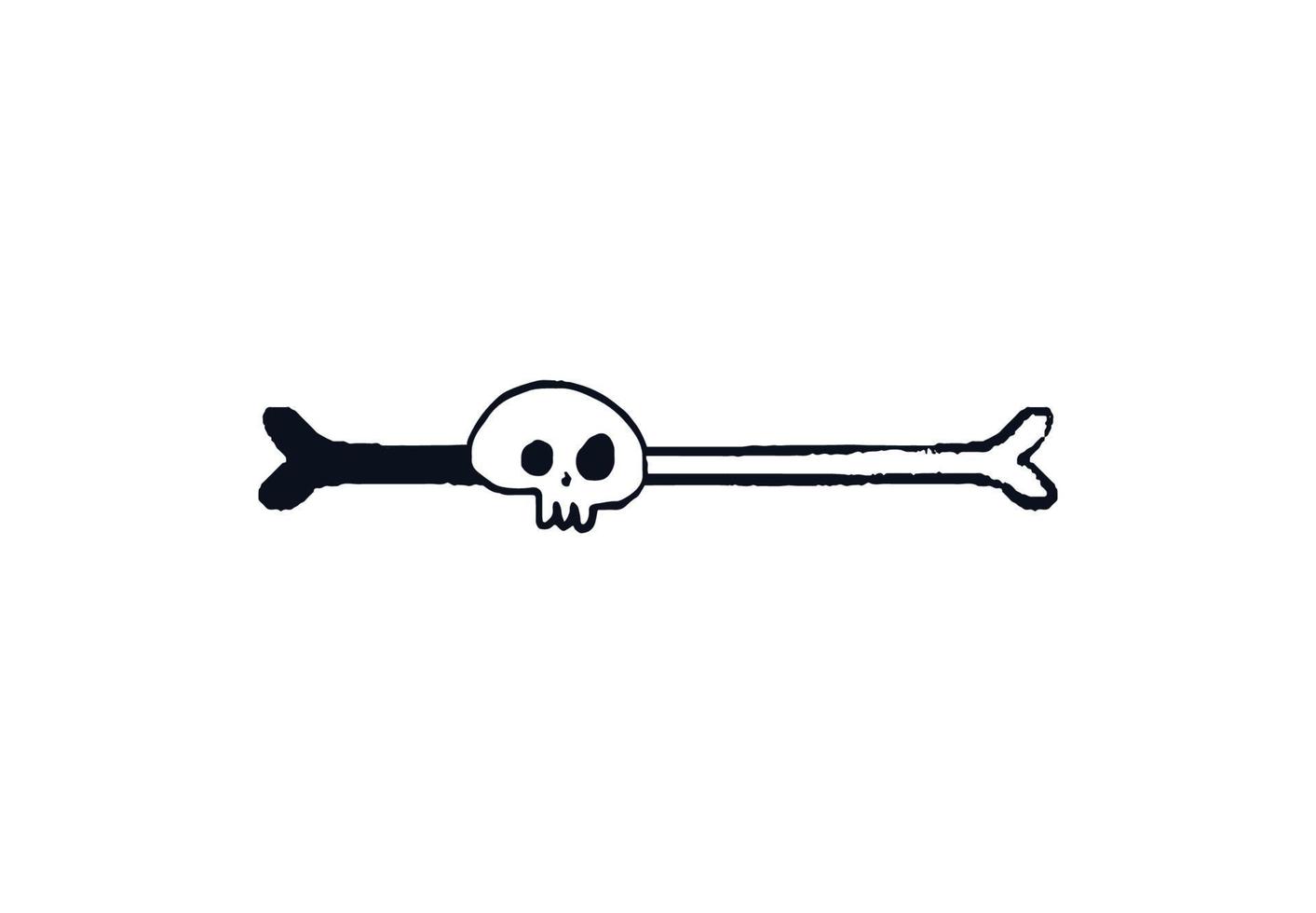 Bone and skull loading bar. Doodle Progress bar bone with skull hand drawn download indicator. Vector stock illustration black on white sketch.