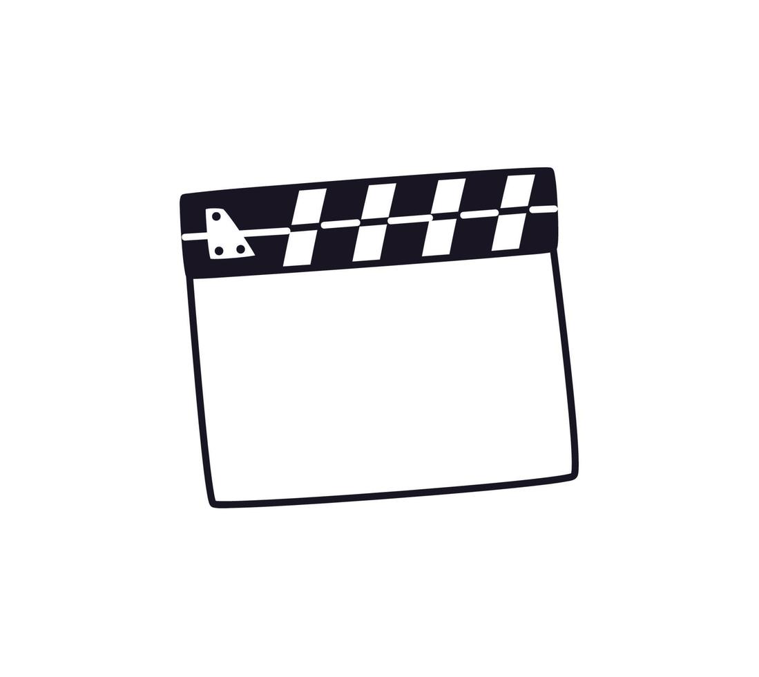Clapboard with contrasting stripes, isolated. Silhouette of a director's clapperboard. Vector illustration of a video filming tool.