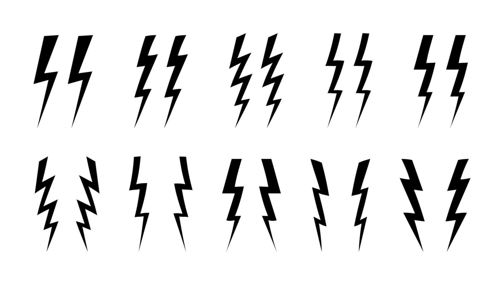 Handdrawn brackets thunderbolt. Set of silhouettes of lightning