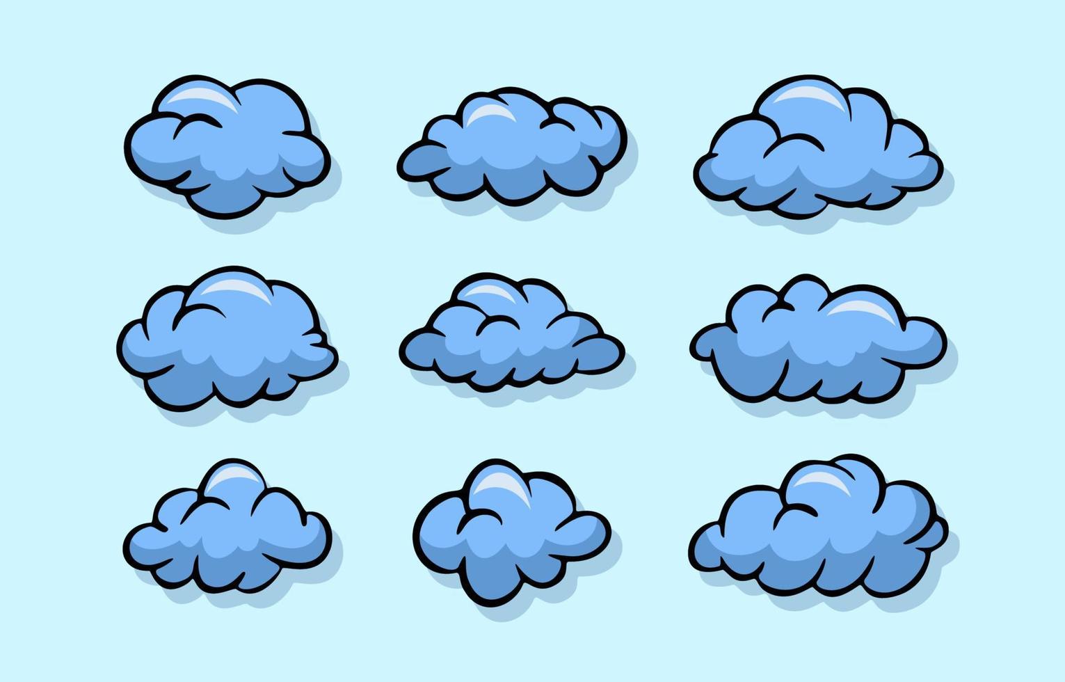 garabato, nube, iconos, conjunto vector