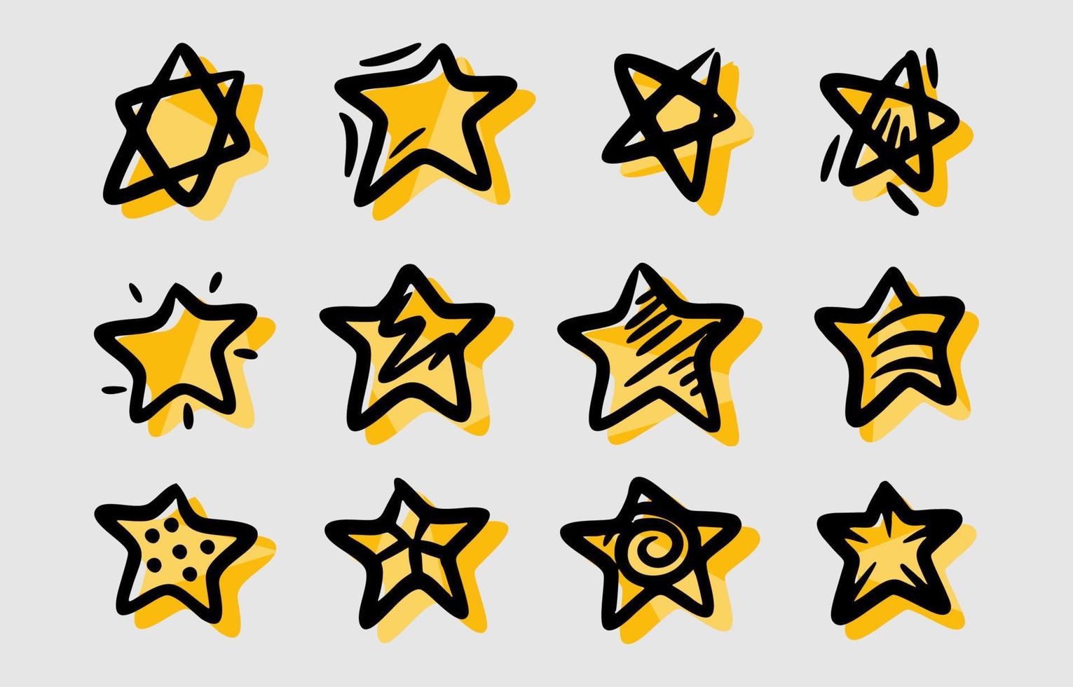 Doodle Star Icons Set vector